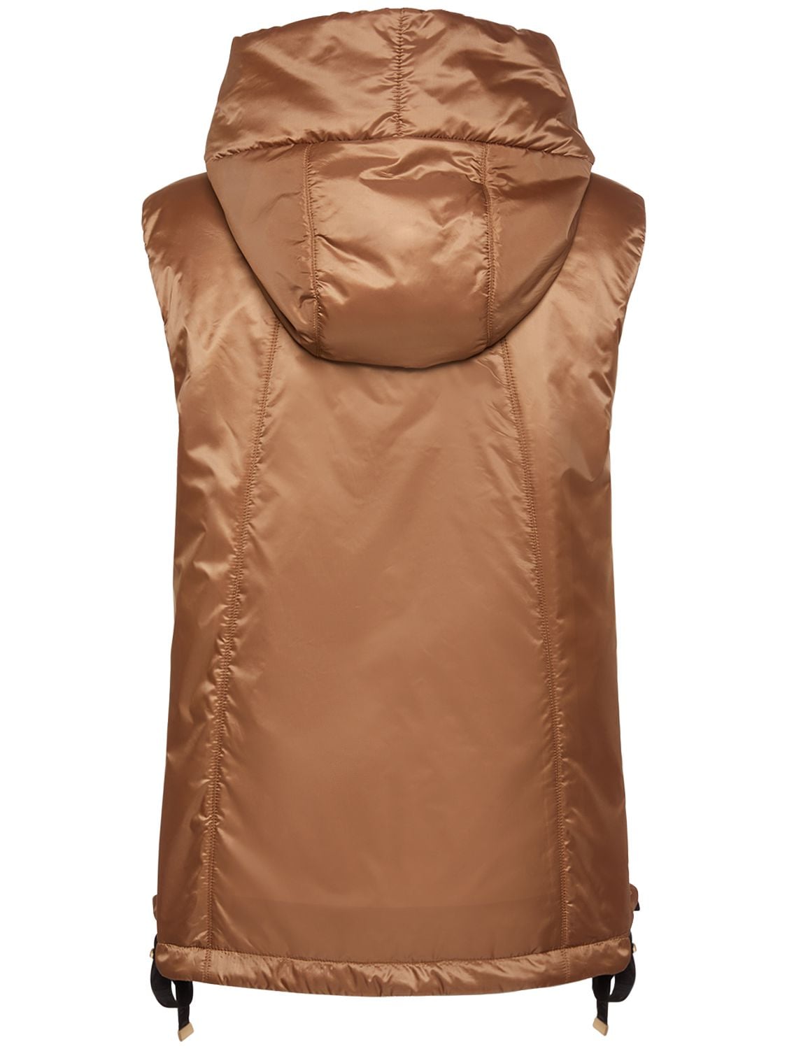 Shop Max Mara Greengo Waterproof Hooded Padded Vest In Caramel