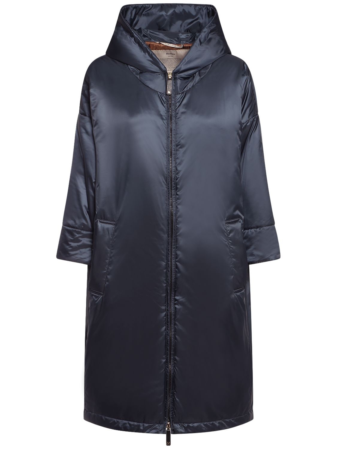 Max Mara Padded Tech Parka Coat W/ Hood In Nordic Blue | ModeSens