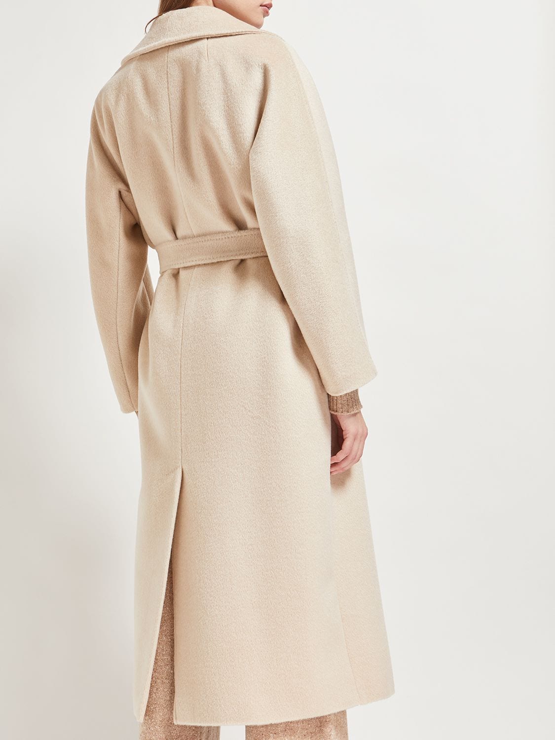 Shop Weekend Max Mara Tempera Wool Blend Belted Coat In Cream