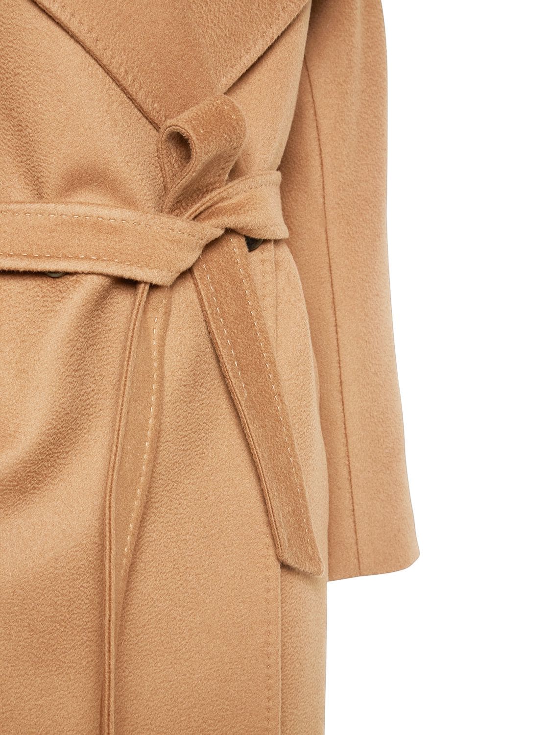 Shop Weekend Max Mara Resina Belted Wool Midi Coat In Camel