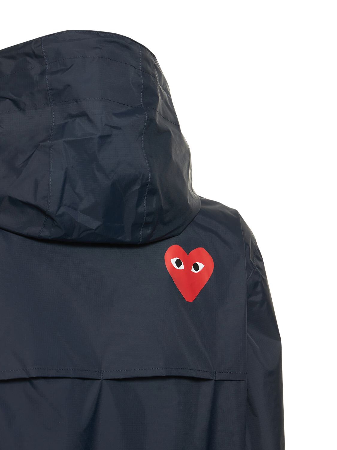 Shop Comme Des Garçons Play K-way Cdg Play Logo Nylon Zip Jacket In Navy