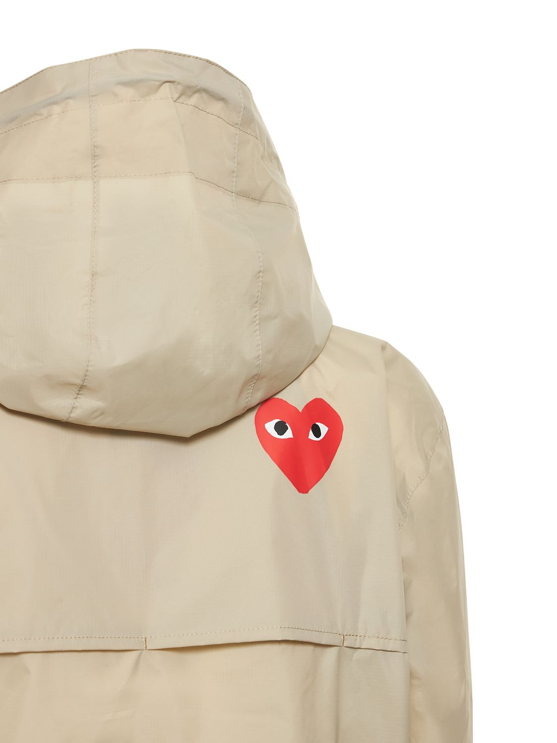 Shop Comme Des Garçons Play Logo Nylon Half Zip Jacket In Beige