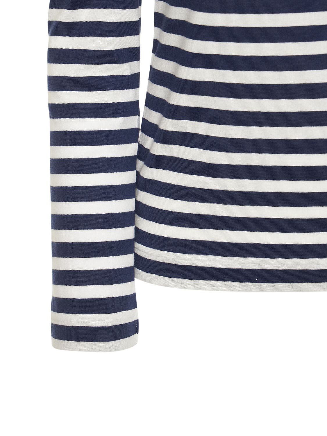 Shop Comme Des Garçons Play Striped Logo Cotton T-shirt In Navy,white