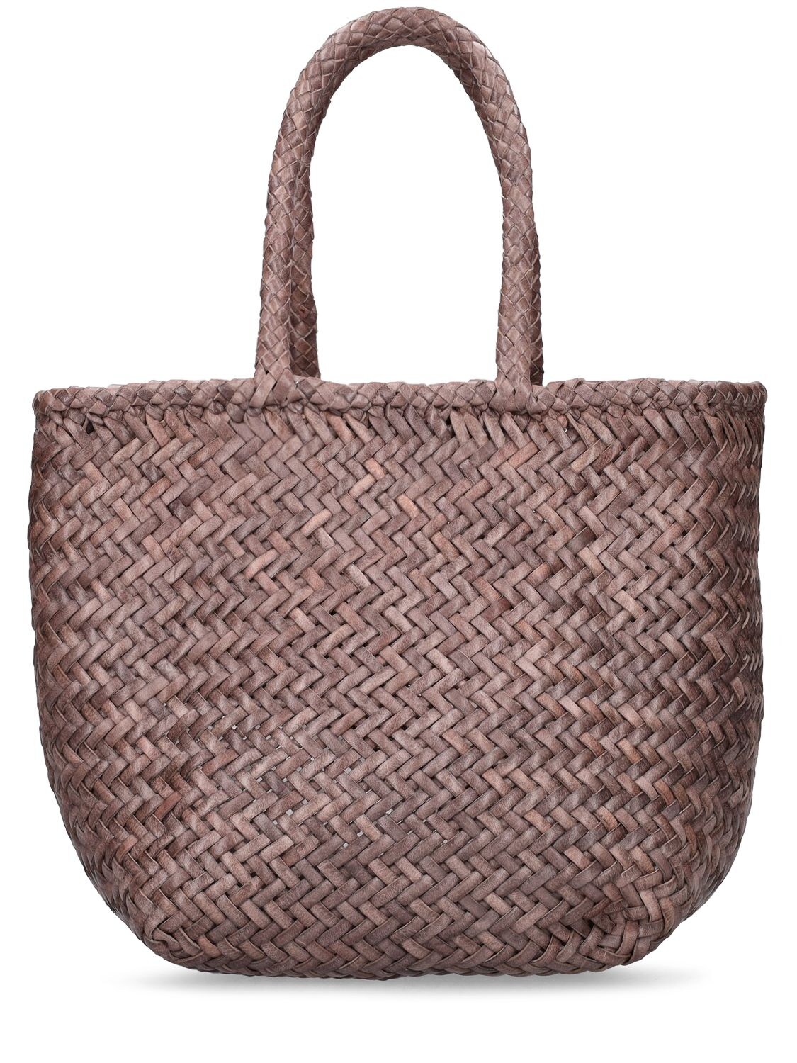 Shop Dragon Diffusion Grace Small Woven Leather Basket Bag In Grey