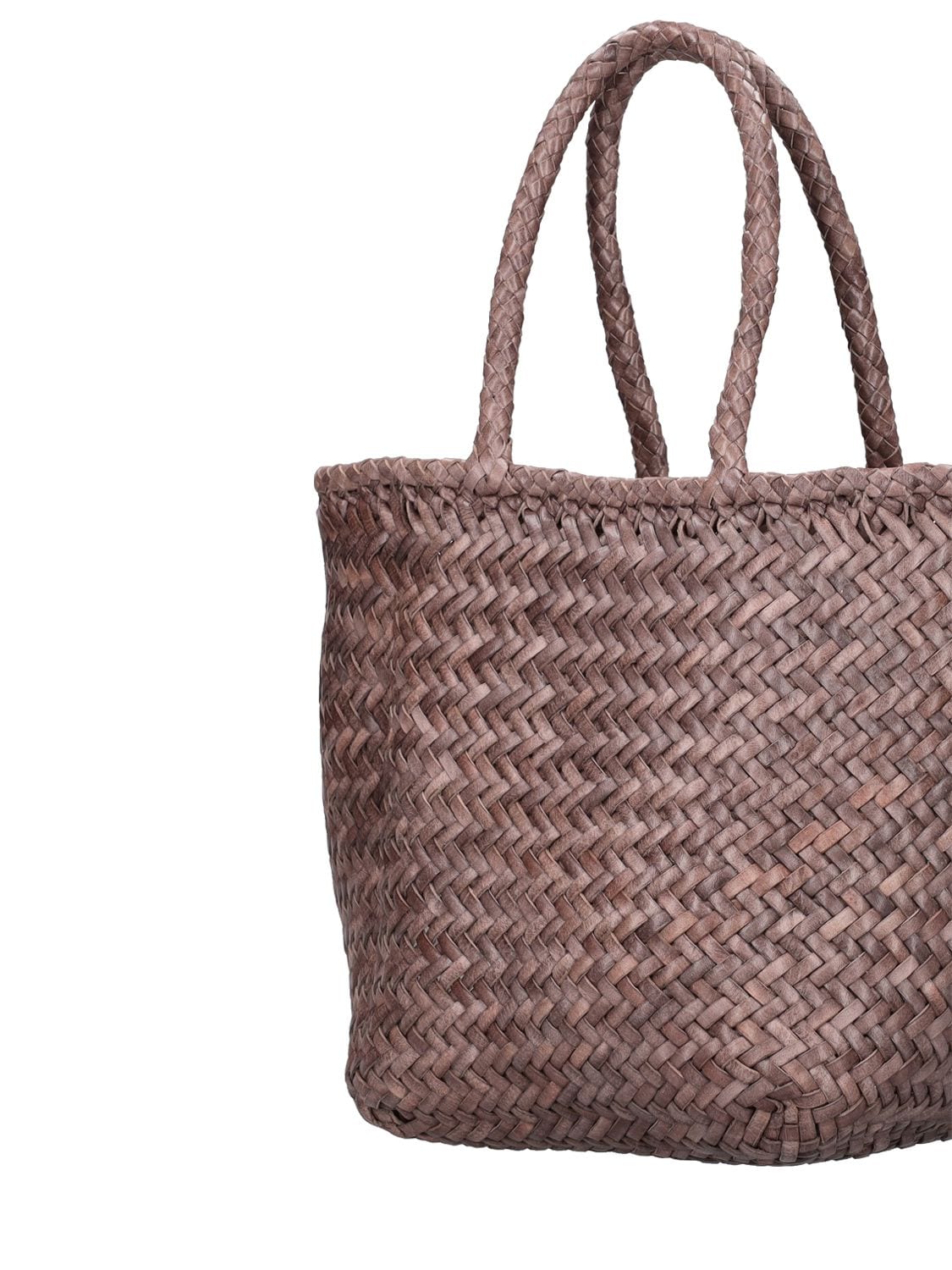 Shop Dragon Diffusion Grace Small Woven Leather Basket Bag In Grey