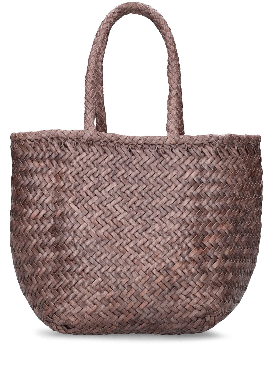 Dragon Diffusion Grace Small Woven Leather Basket Bag In Grey