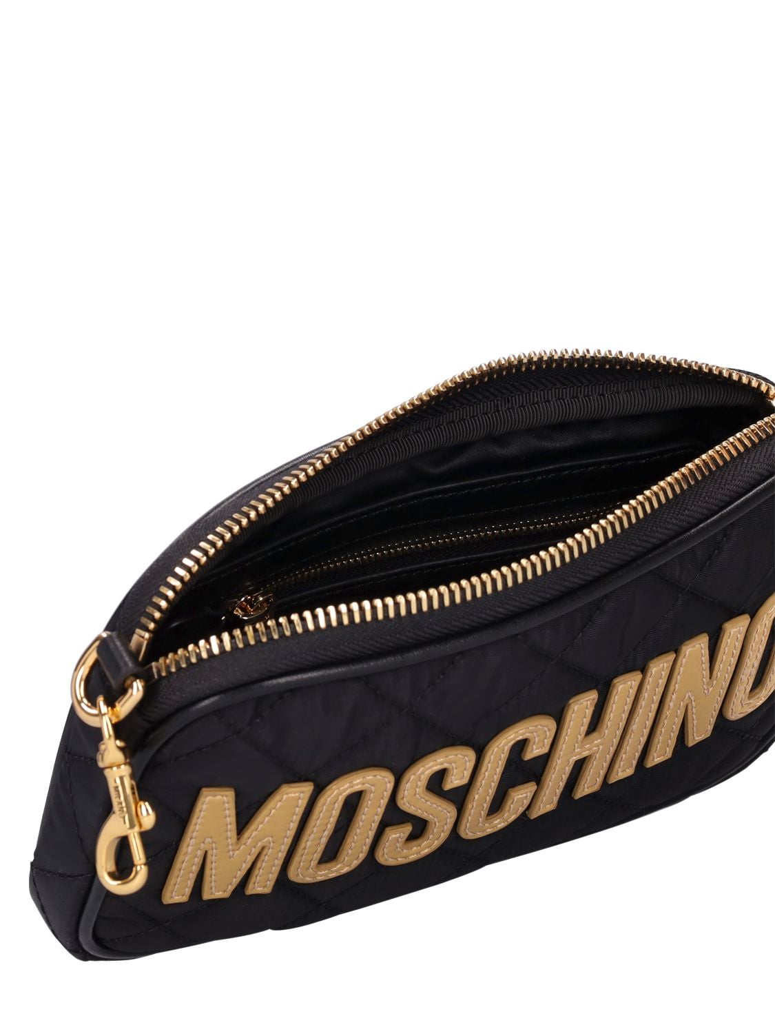 Shop Moschino Logo Quilted Shoulder Bag In Black