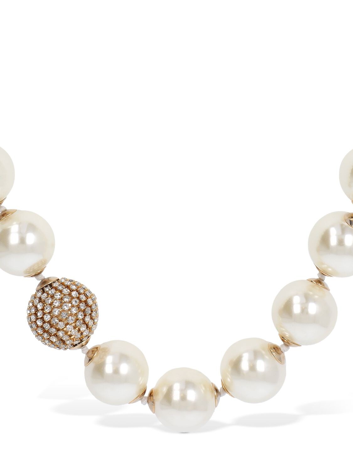 Shop Rosantica Bucaneve Imitation Pearl Collar Necklace In White,crystal