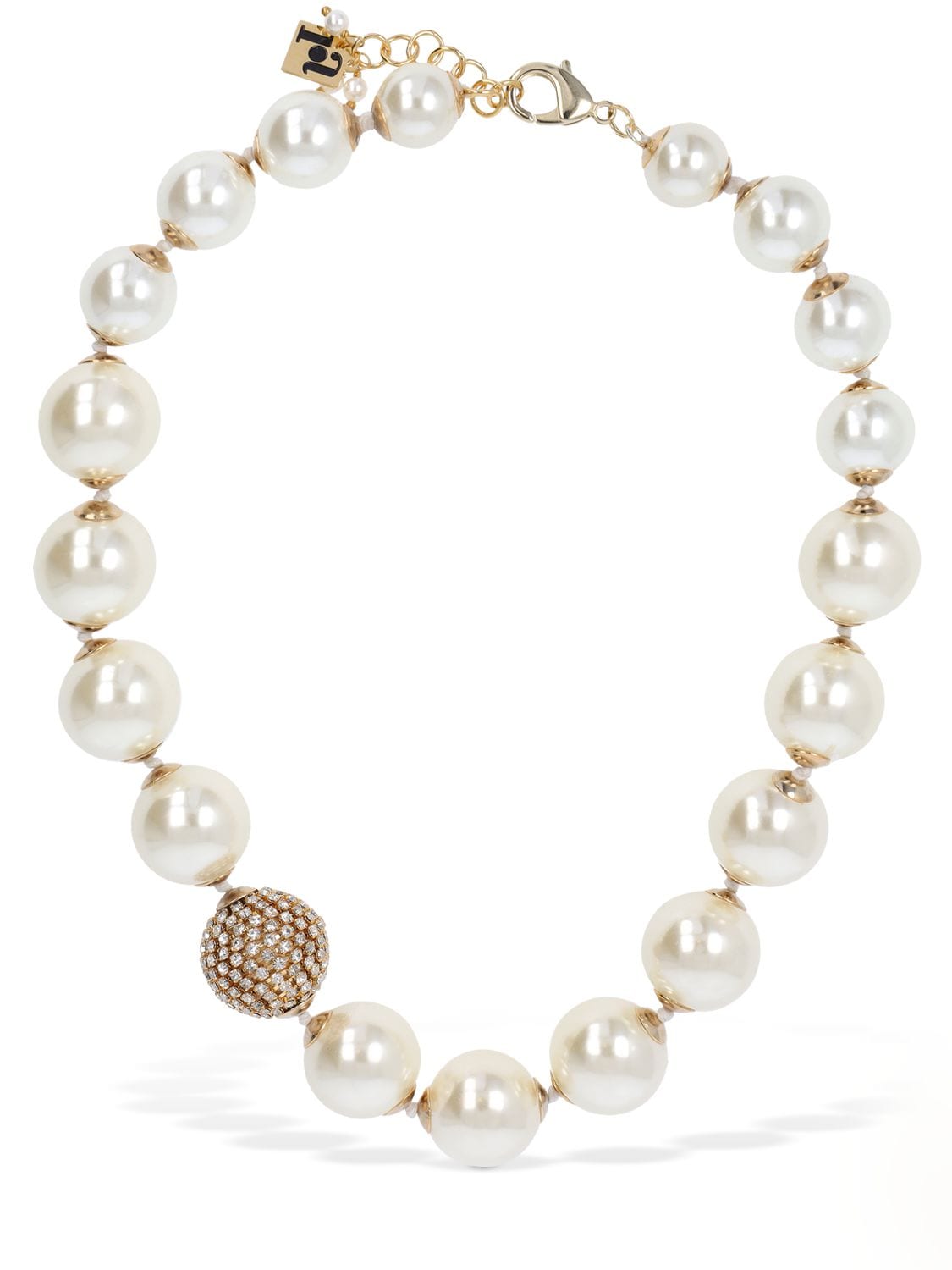 Shop Rosantica Bucaneve Imitation Pearl Collar Necklace In White,crystal
