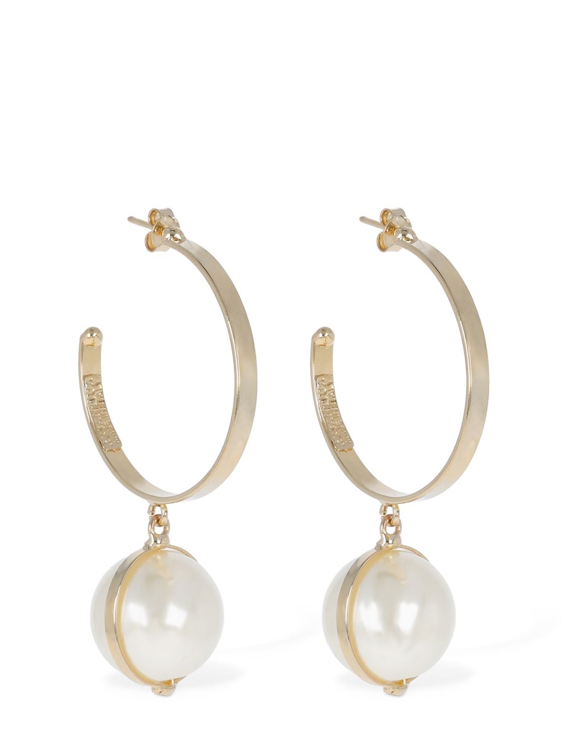 Rosantica Epica Imitation Pearl Hoop Earrings In White,gold