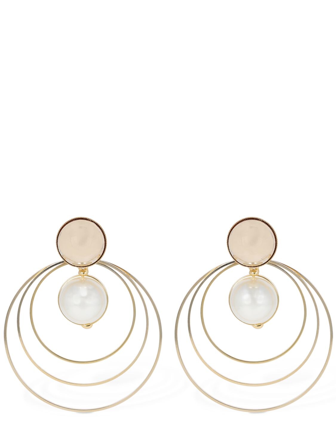 Rosantica Epica Imitation Pearl Pendant Earrings In White,gold