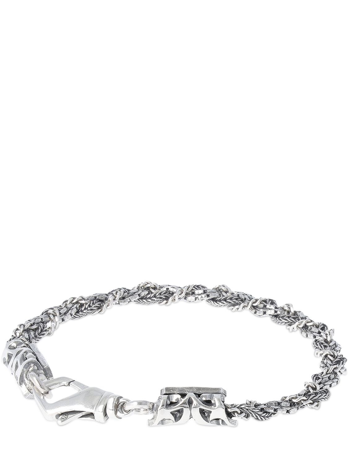 Shop Emanuele Bicocchi Engraved Braided Chain Bracelet In Silver