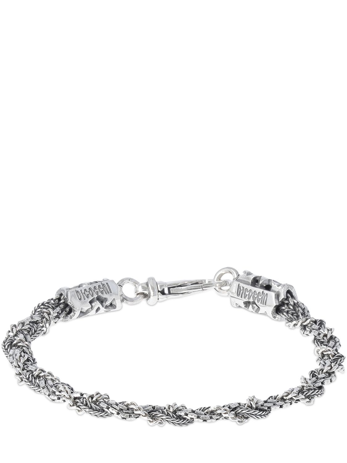 Emanuele Bicocchi Engraved Braided Chain Bracelet In Silver