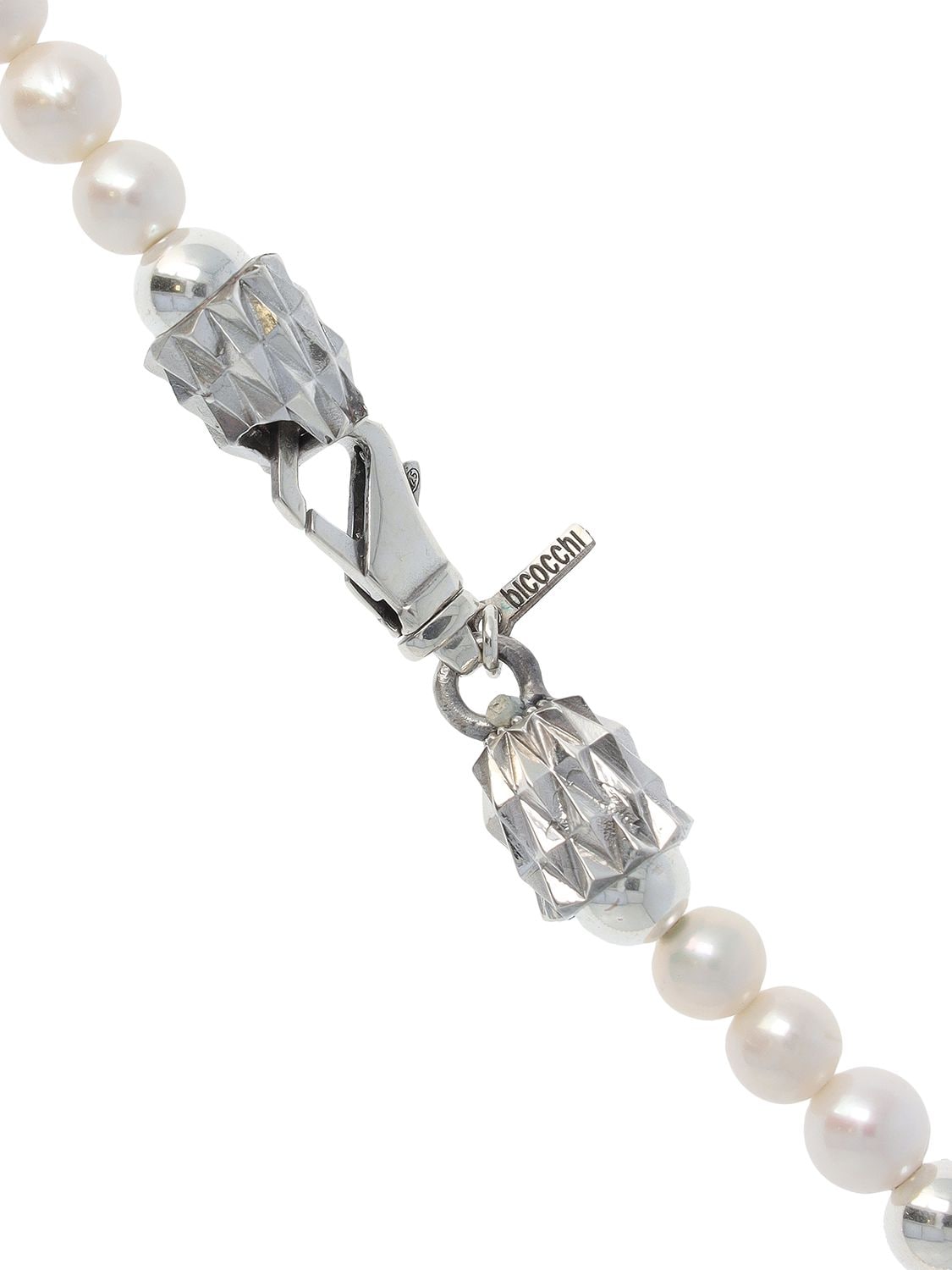 Shop Emanuele Bicocchi Pearl Chain Collar Necklace In Pearl,silver
