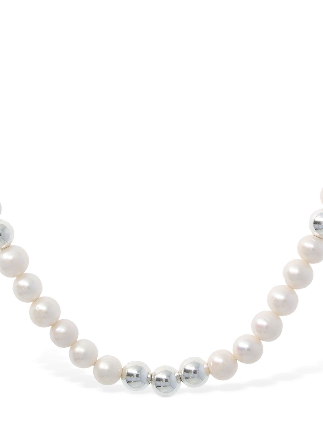 Shop Emanuele Bicocchi Pearl Chain Collar Necklace In Pearl,silver