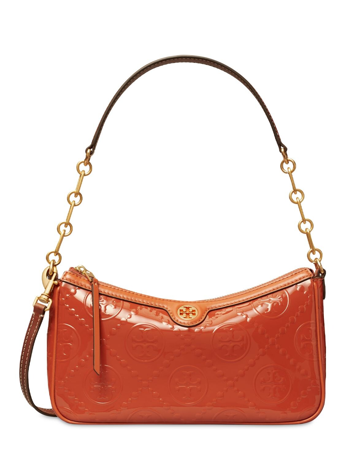 Tory Burch Patent Embossed T Monogram Shoulder Bag