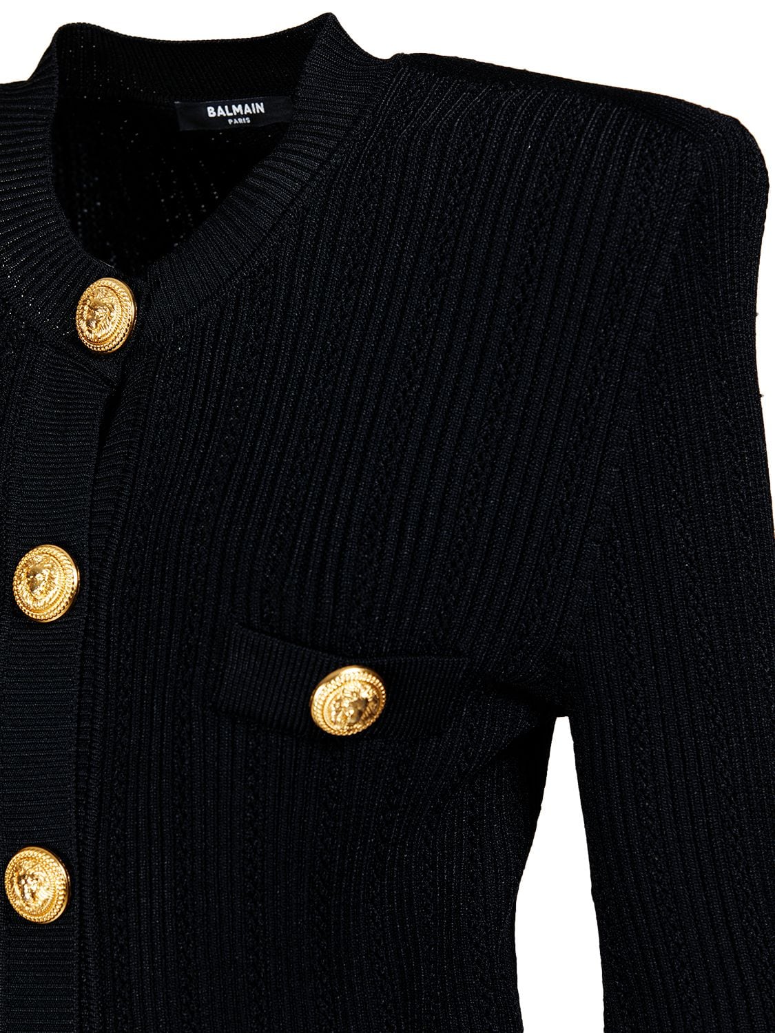 Shop Balmain Viscose Blend Knit Cardigan In Black