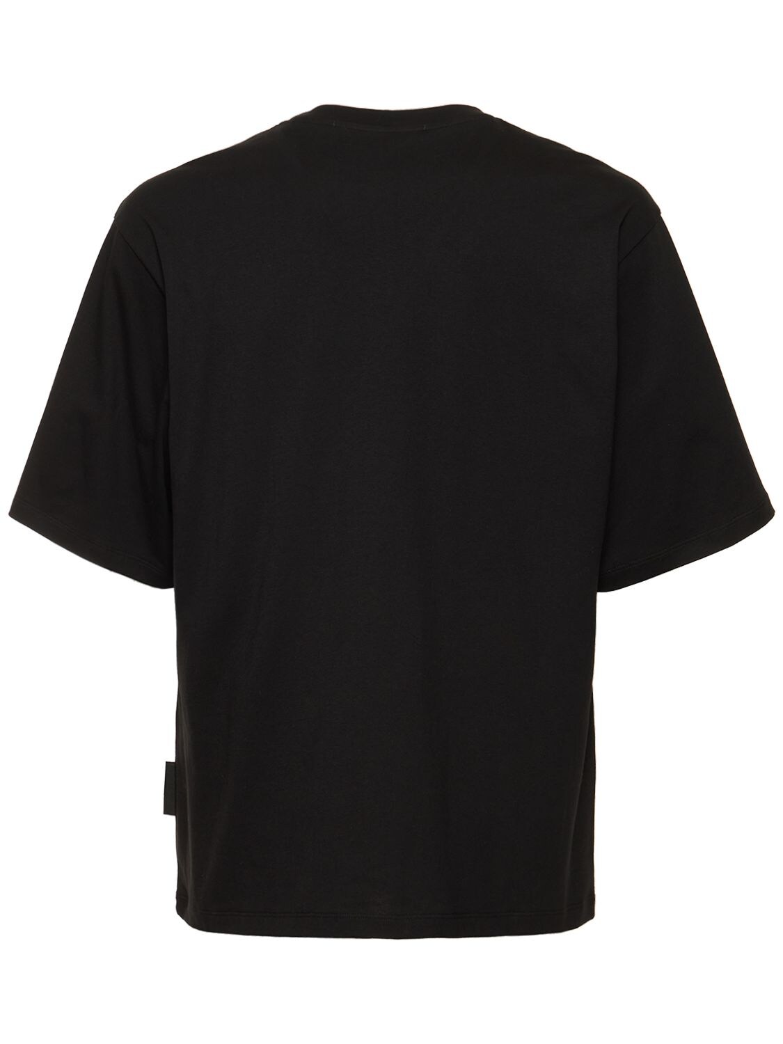 Shop Msgm Logo Print Cotton Jersey T-shirt In Black,white