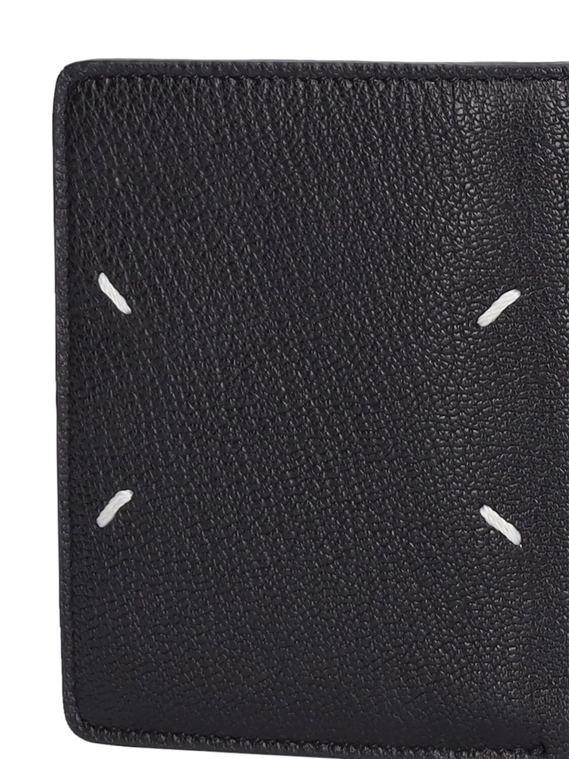 Shop Maison Margiela Flip Flap Medium Leather Card Holder In Black
