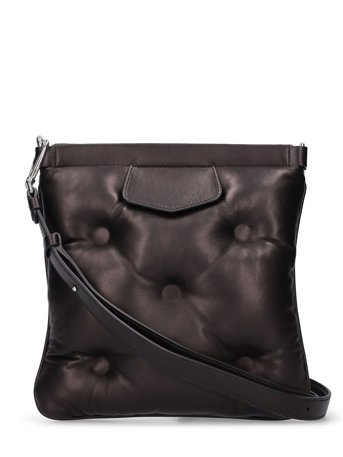 Shop Maison Margiela Glam Slam Leather Messenger Bag In Black