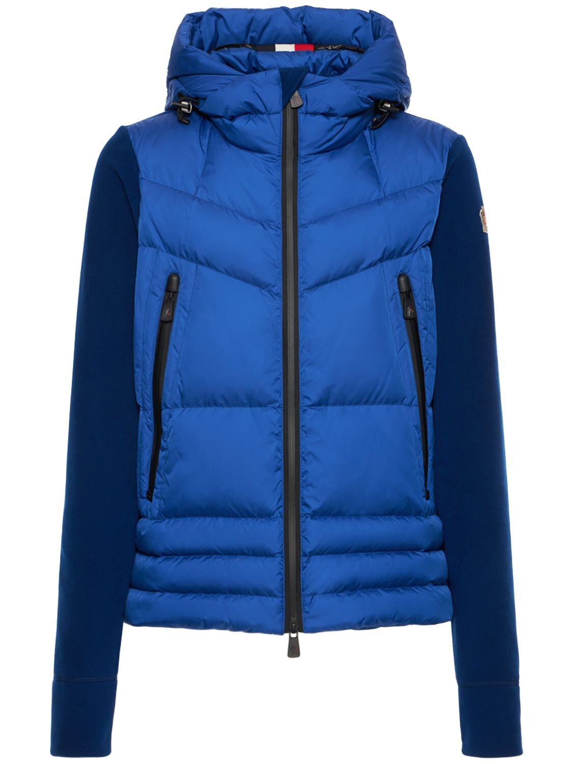 Padded Hooded Fleece Cardigan In Blue