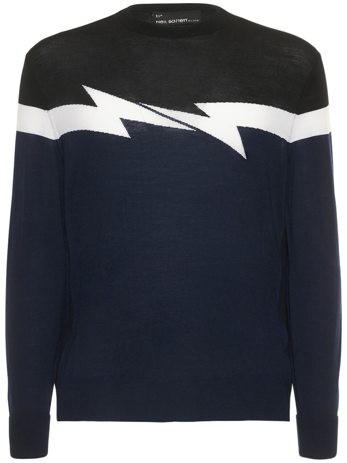 NEIL BARRETT HORIZONTAL BOLT WOOL KNIT SWEATER