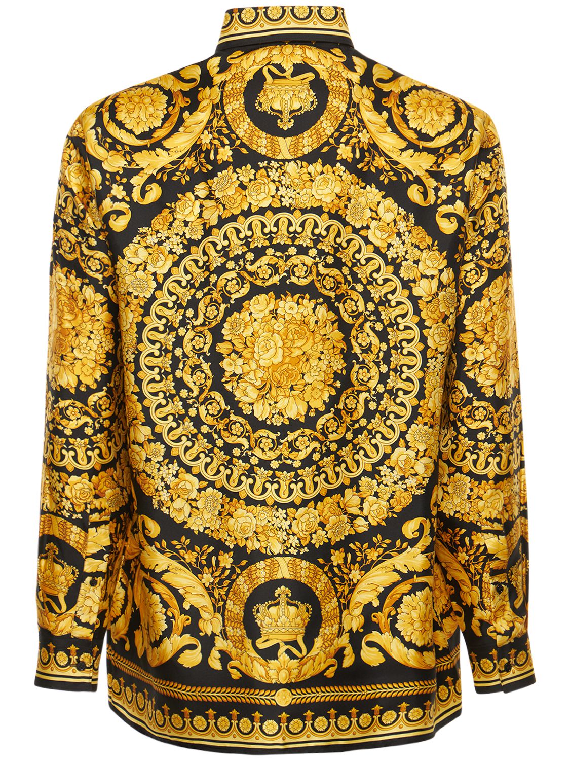 Shop Versace Barocco Print Silk Twill Shirt In Black,gold