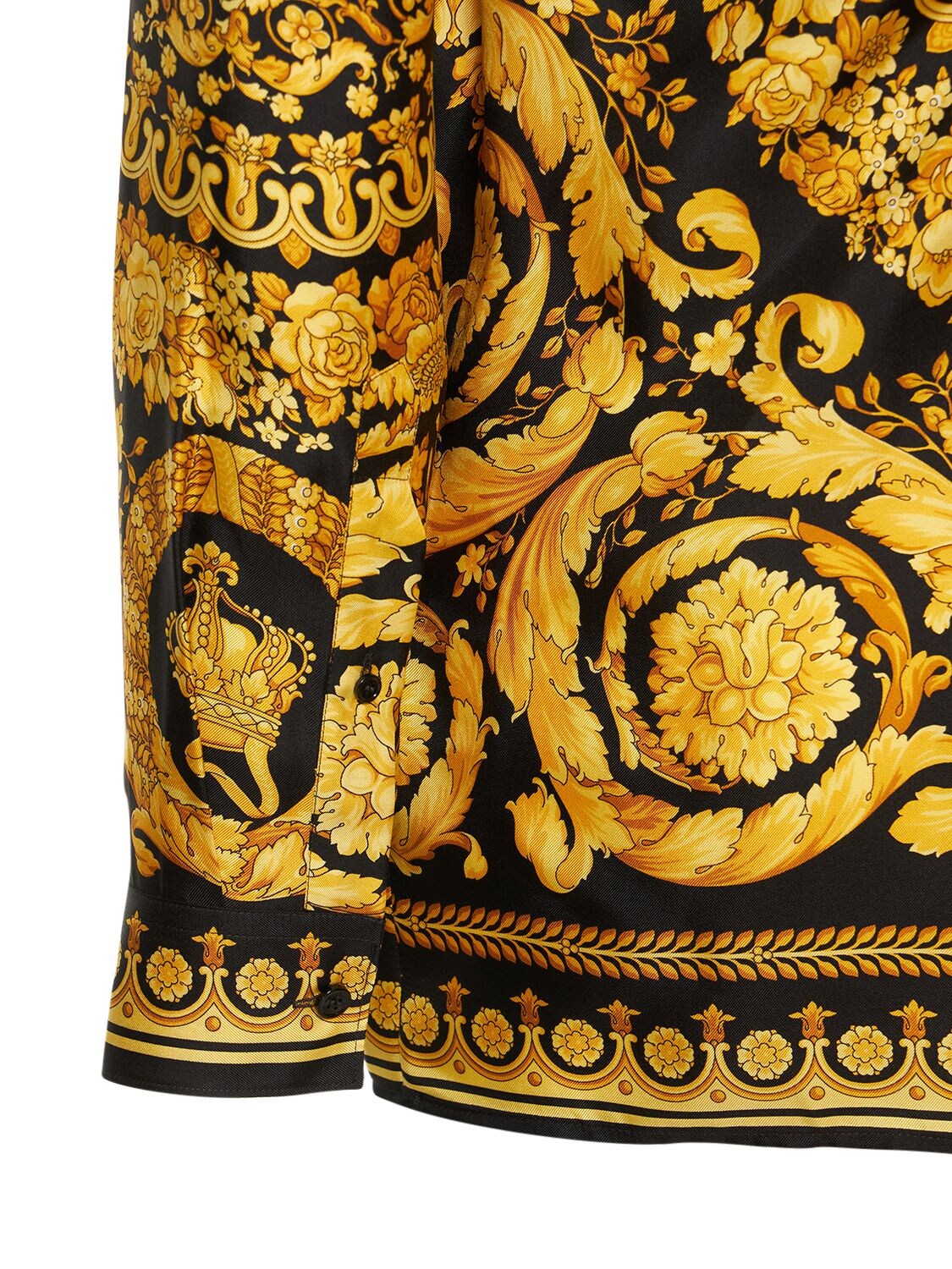 Shop Versace Barocco Print Silk Twill Shirt In Black,gold