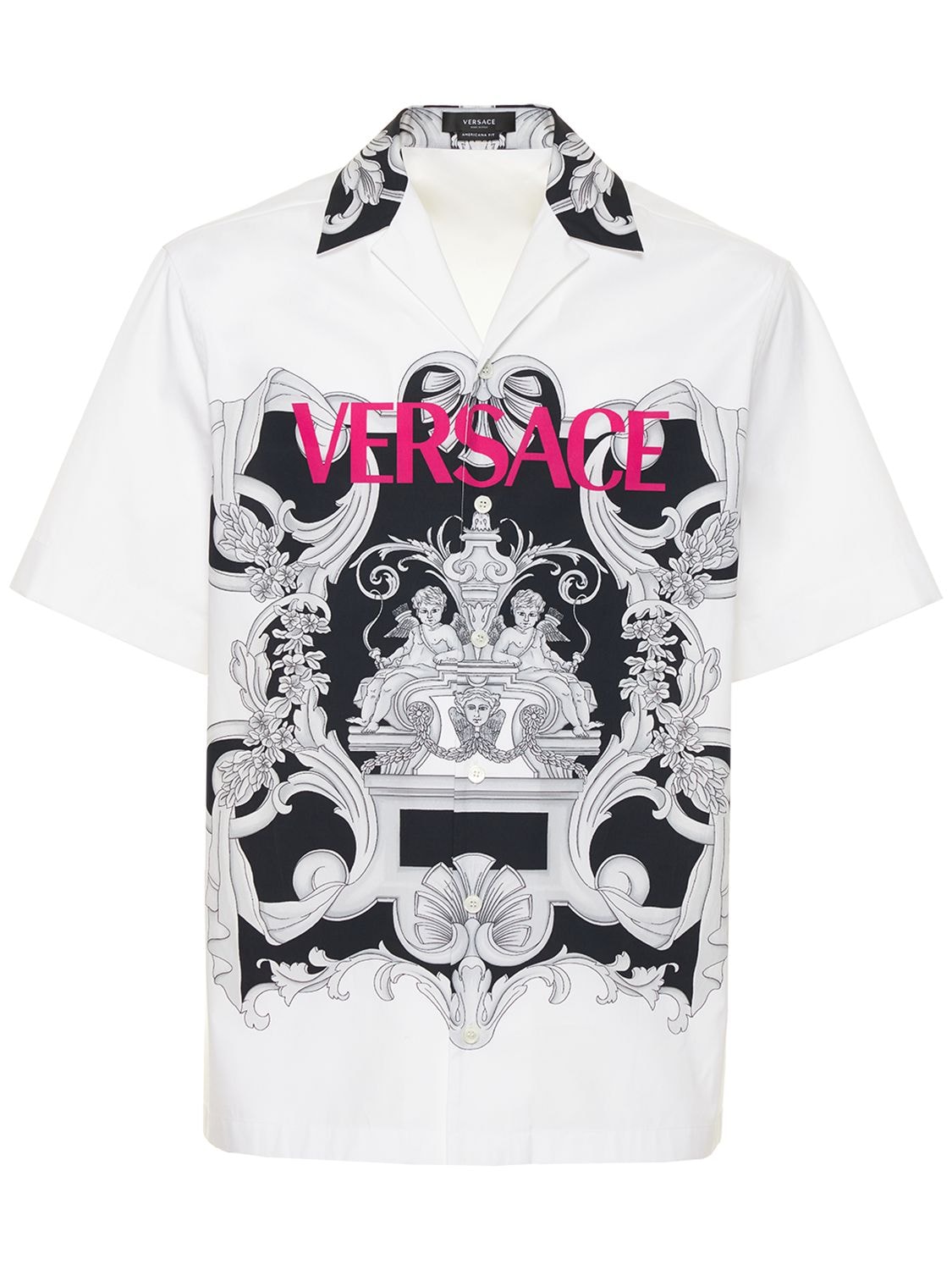 Versace - Silver baroque print cotton poplin shirt - White/Black
