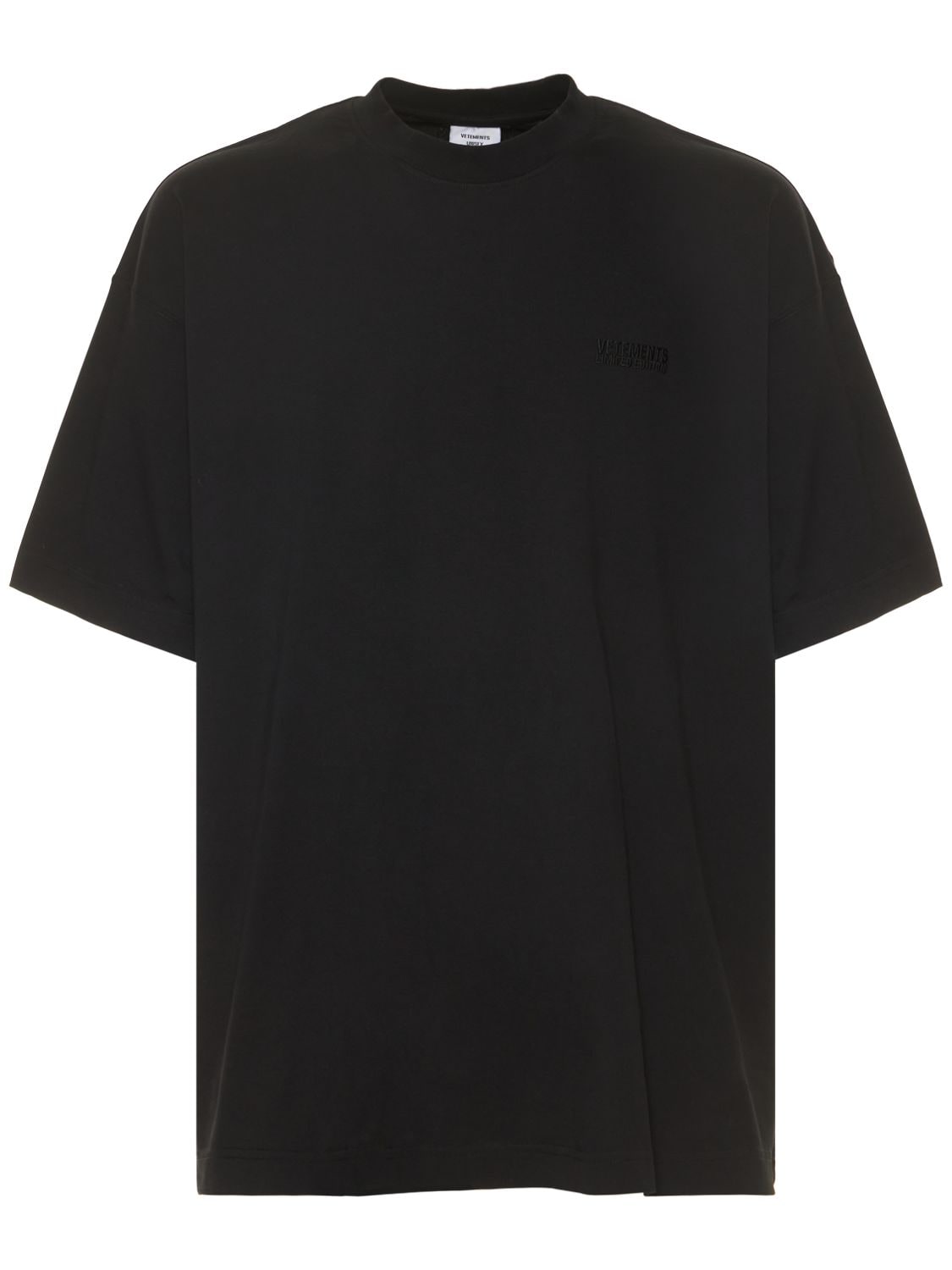 Vetements Logo Embroidered Jersey T-shirt In Black | ModeSens