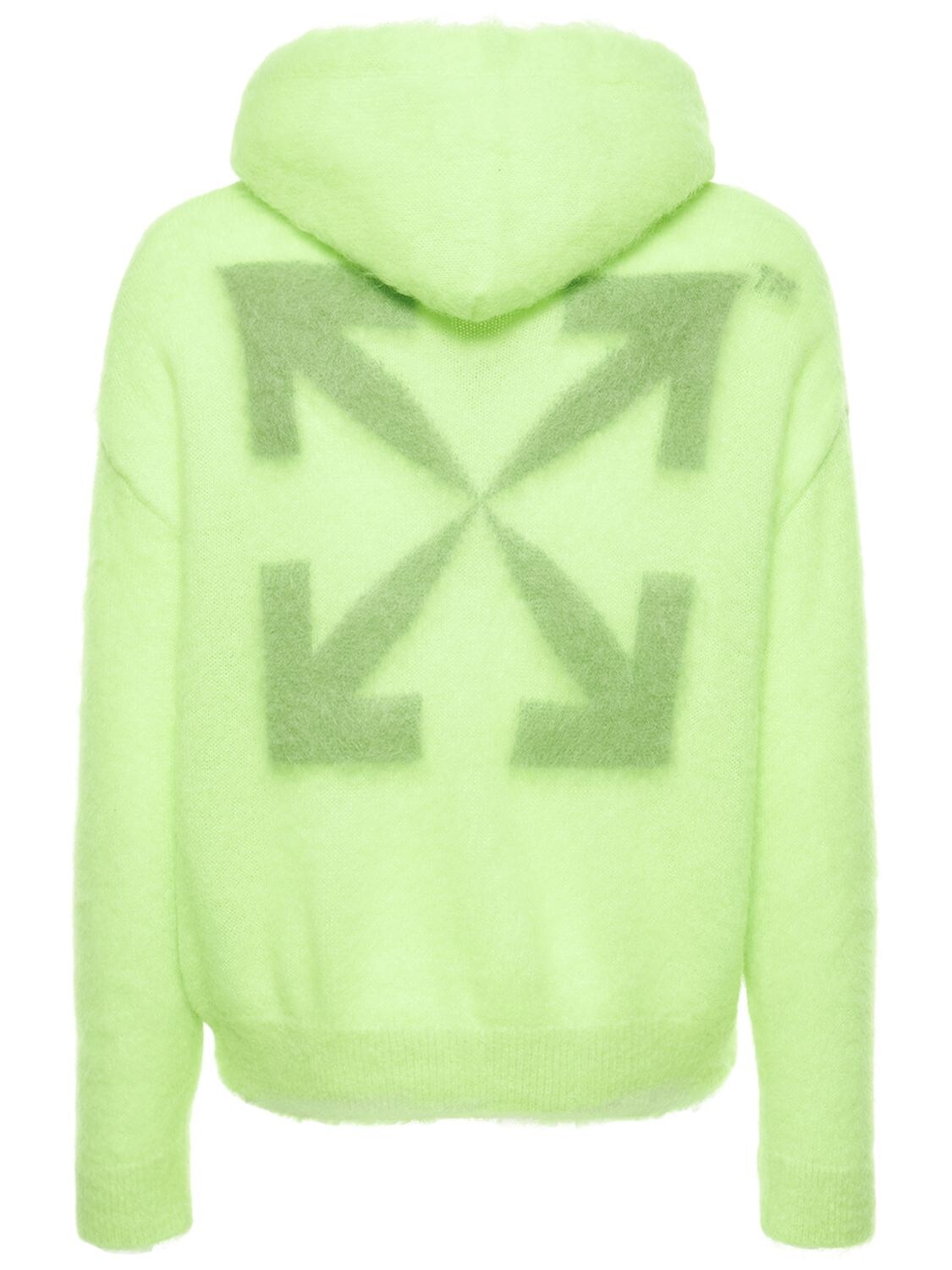 OFF-WHITE Arrow Loose Mohair Knit Hoodie