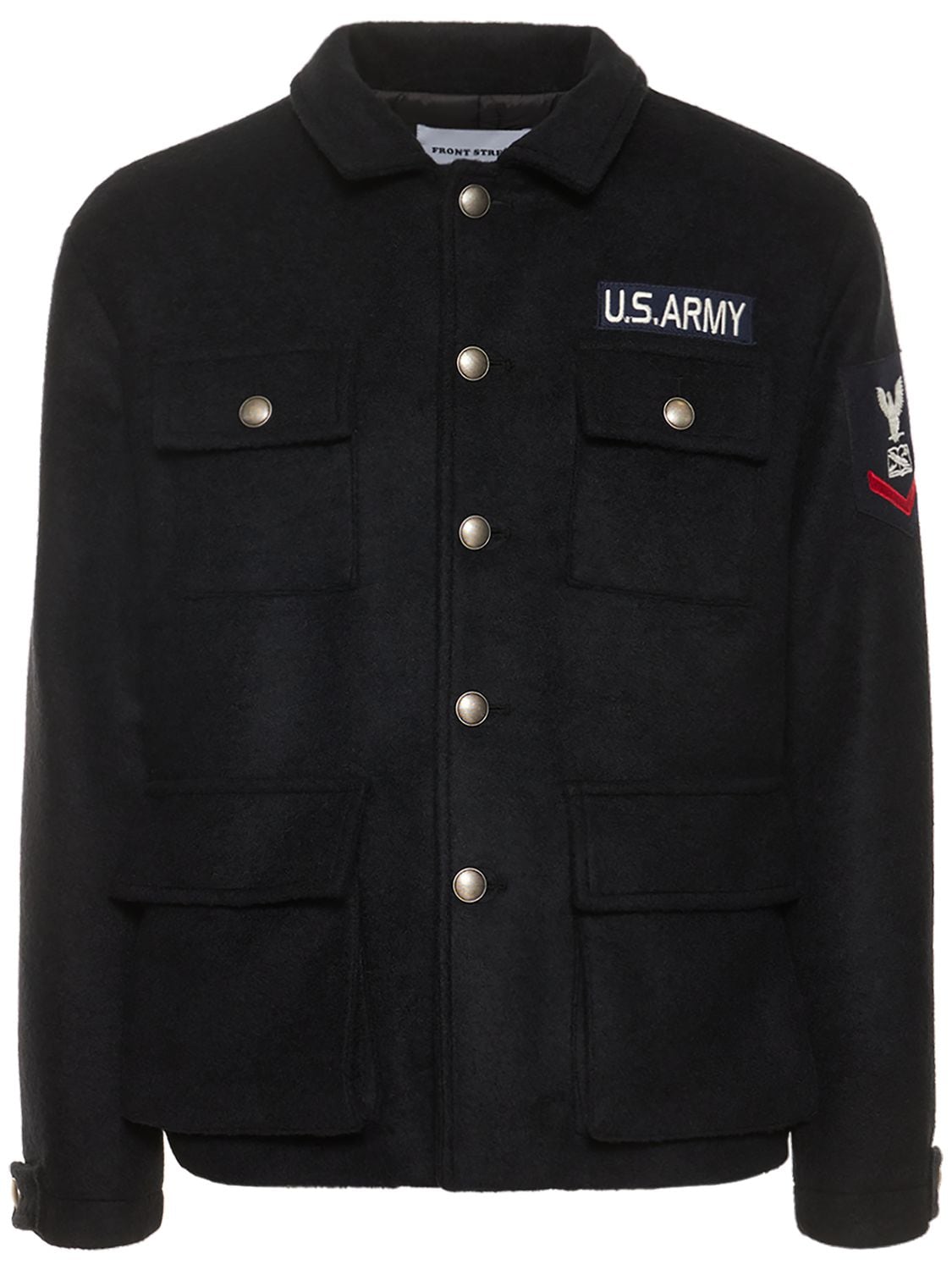 FRONT STREET 8 Us Navy Wool Blend Jacket W/ High Collar