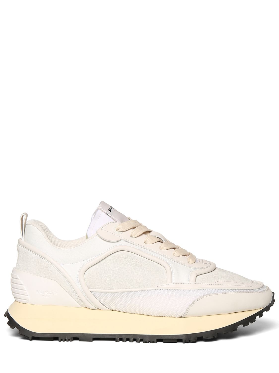 Balmain 35mm Racer Suede & Leather Sneakers In White | ModeSens