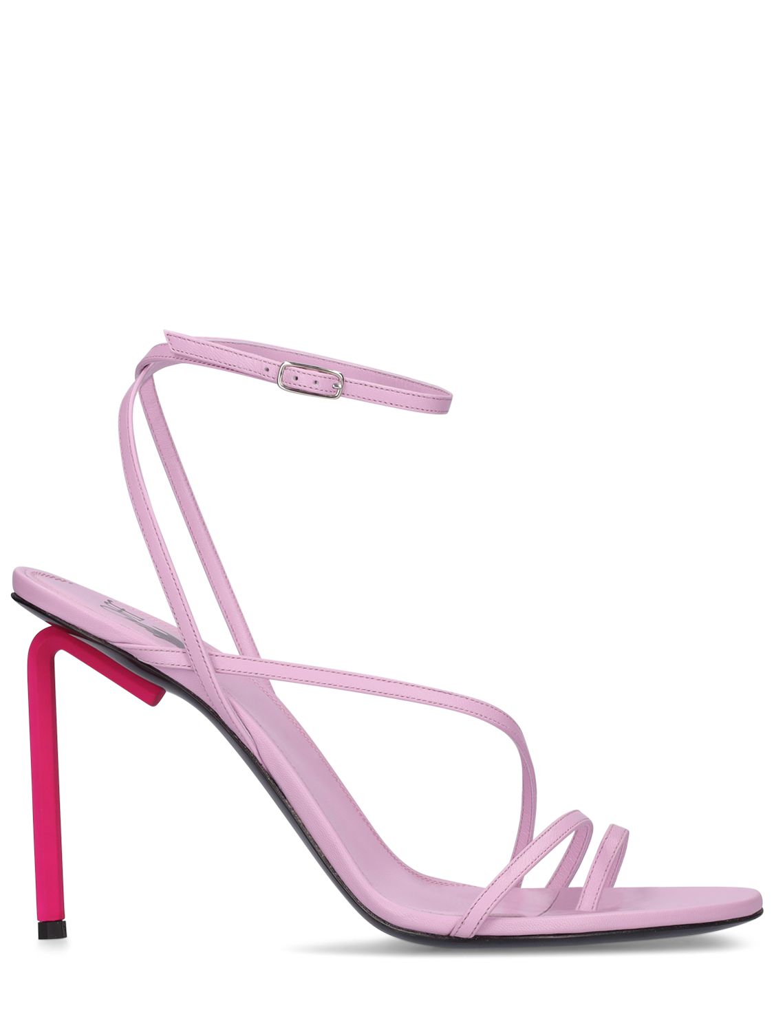 Off-white 110mm Allen Glittered Leather Sandals In Pink,fuchsia