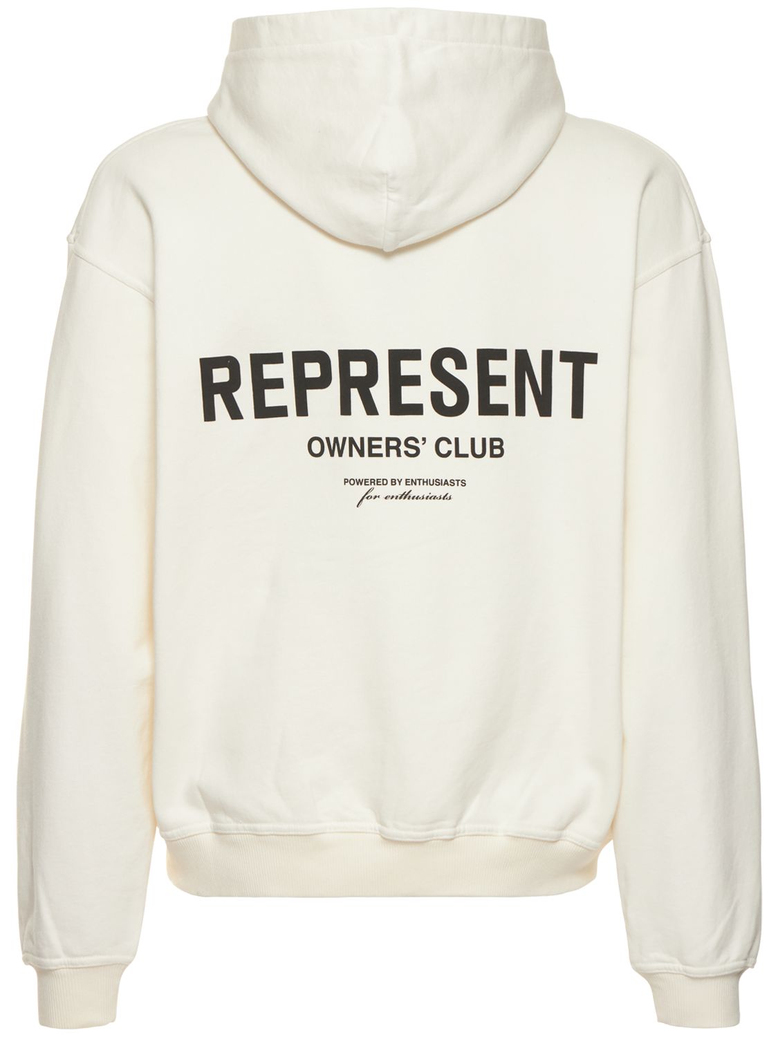 Represent Owners Club Logo Cotton Hoodie In Flat White