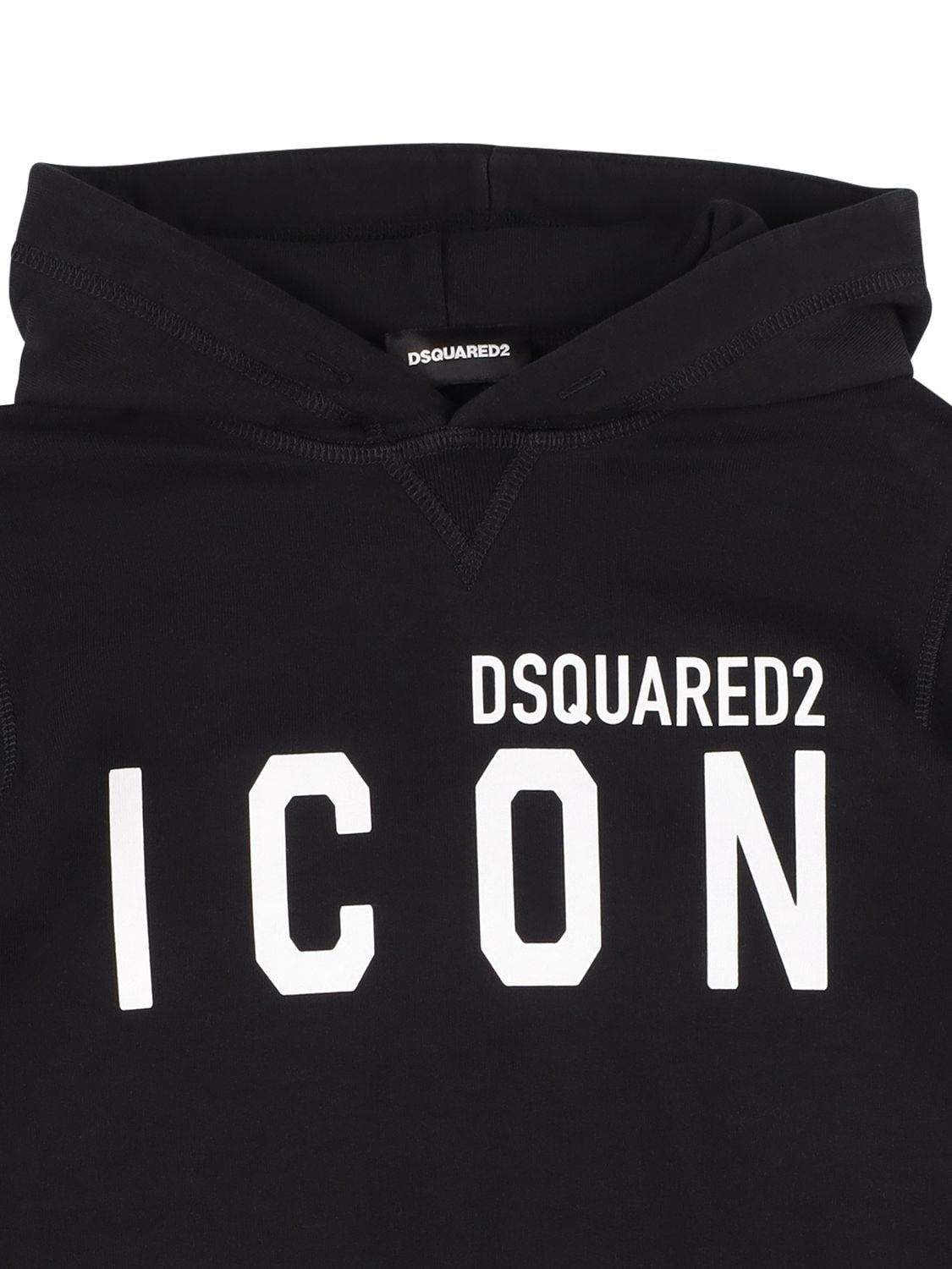 Shop Dsquared2 Icon Print Cotton Hoodie Sweatshirt In Black