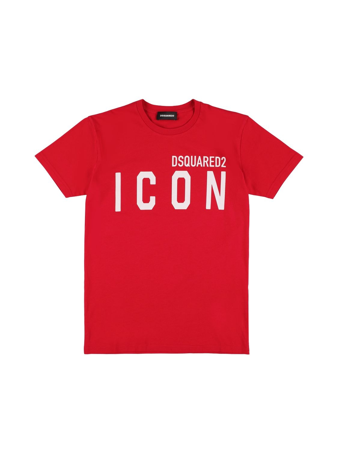 Dsquared2 Kids' Icon Print Cotton Jersey T-shirt In Red
