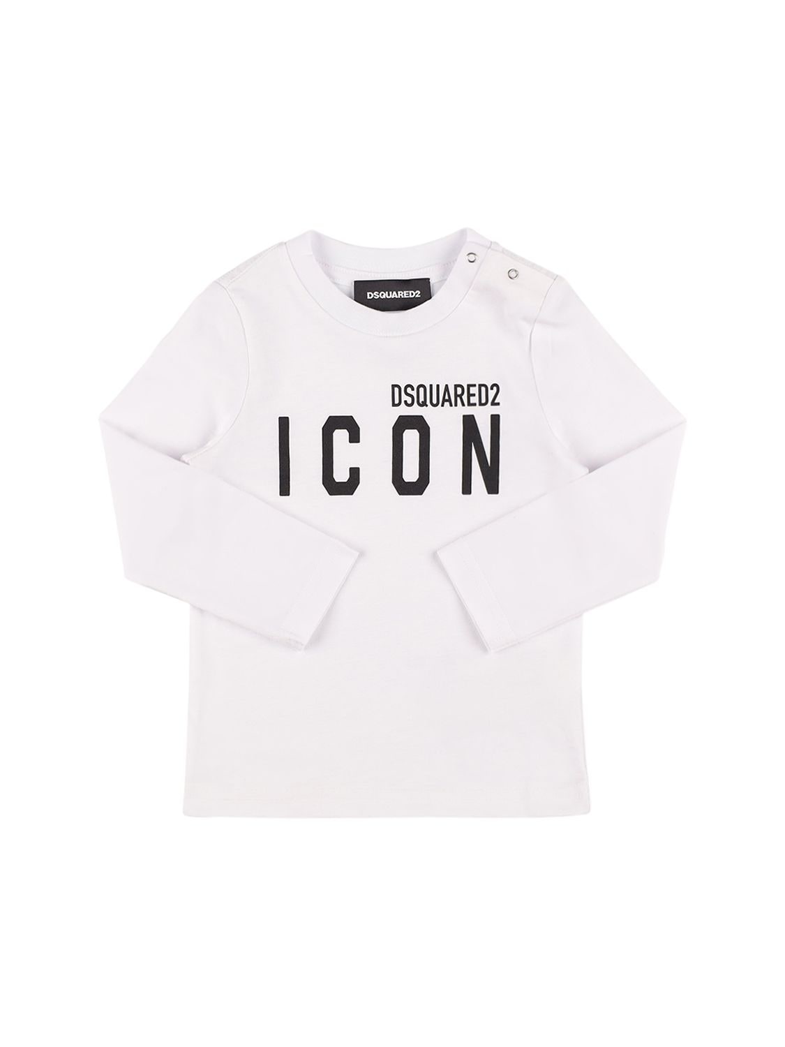 Dsquared2 Kids' Icon Print Cotton Jersey T-shirt In White