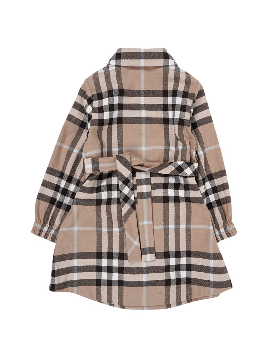 Burberry Kids' Check Print Cotton Shirt Dress W/ Belt In Beige | ModeSens