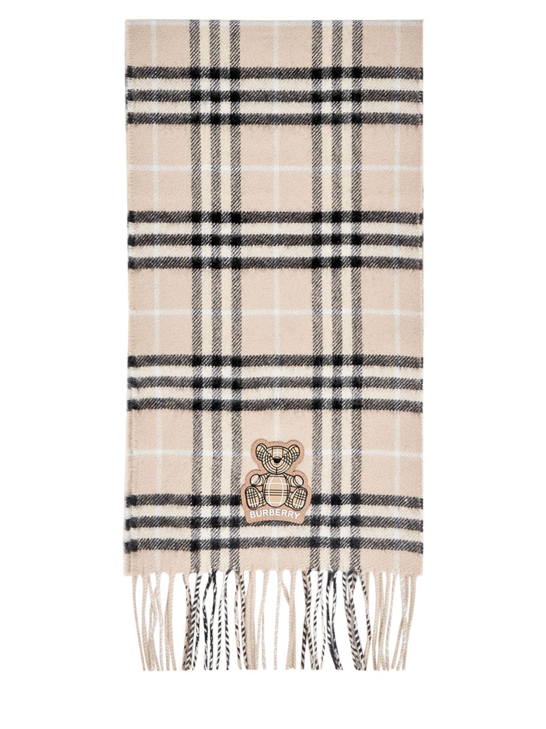 Fringed Cashmere Scarf W/ Bear Patch Luisaviaroma Girls Accessories Scarves 