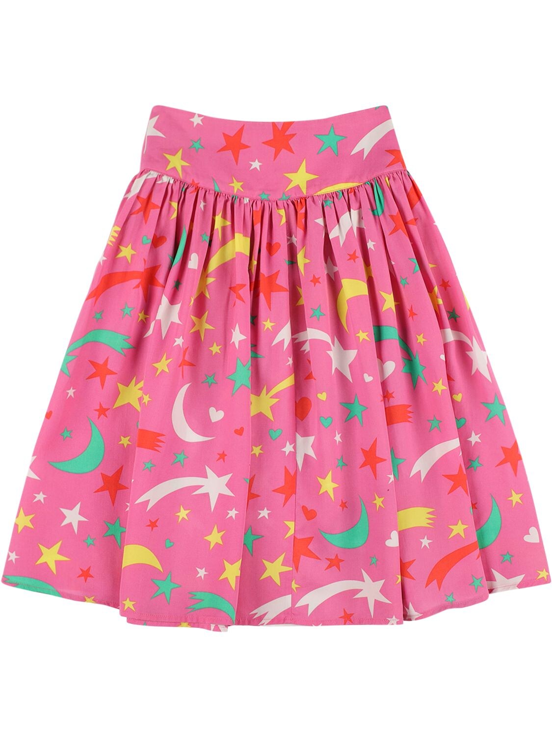 Stella Mccartney Kids' Stars Print Lyocell Midi Skirt In Pink,multi