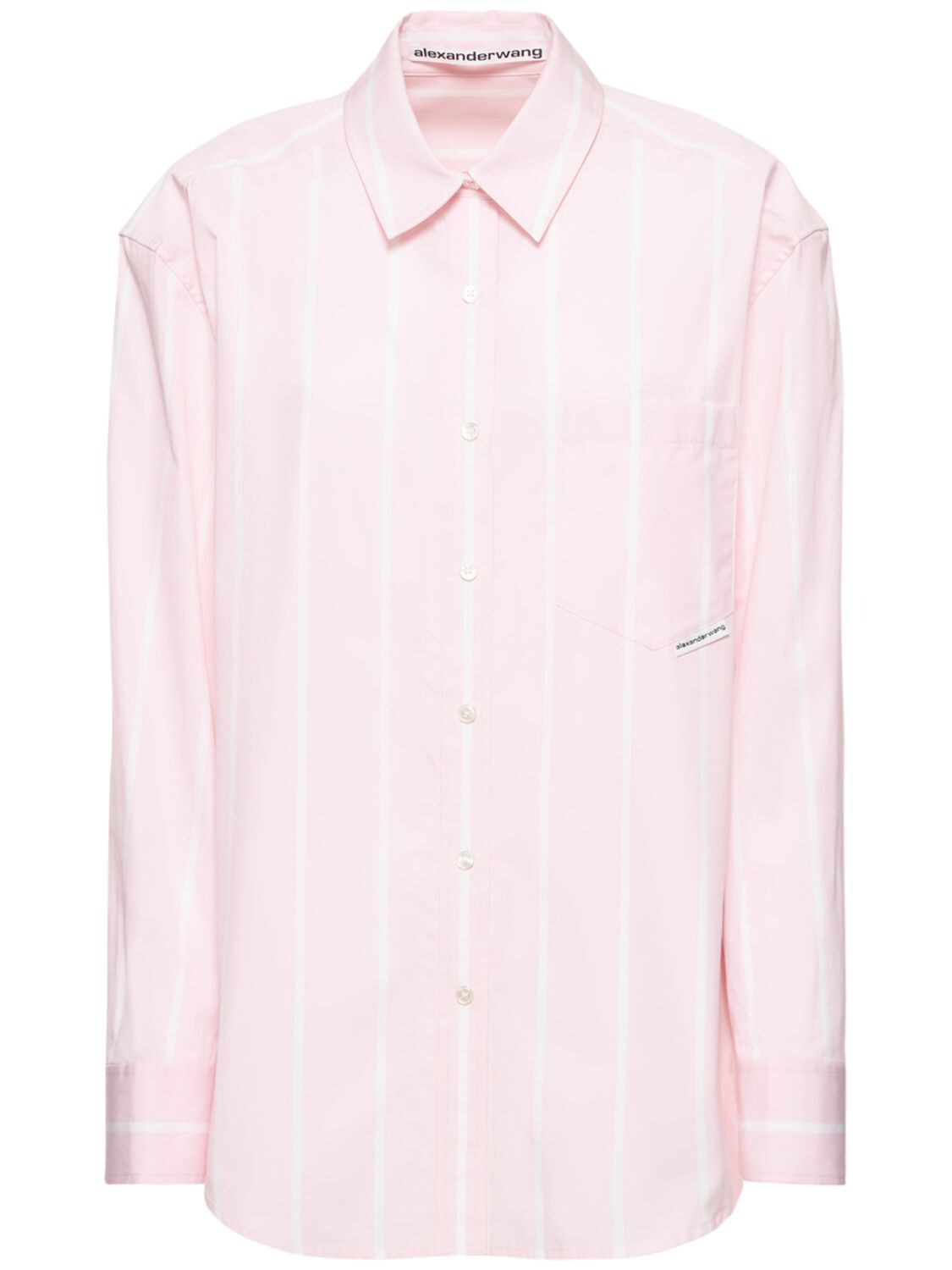 Alexander Wang Striped Cotton Shirt In Pink & White