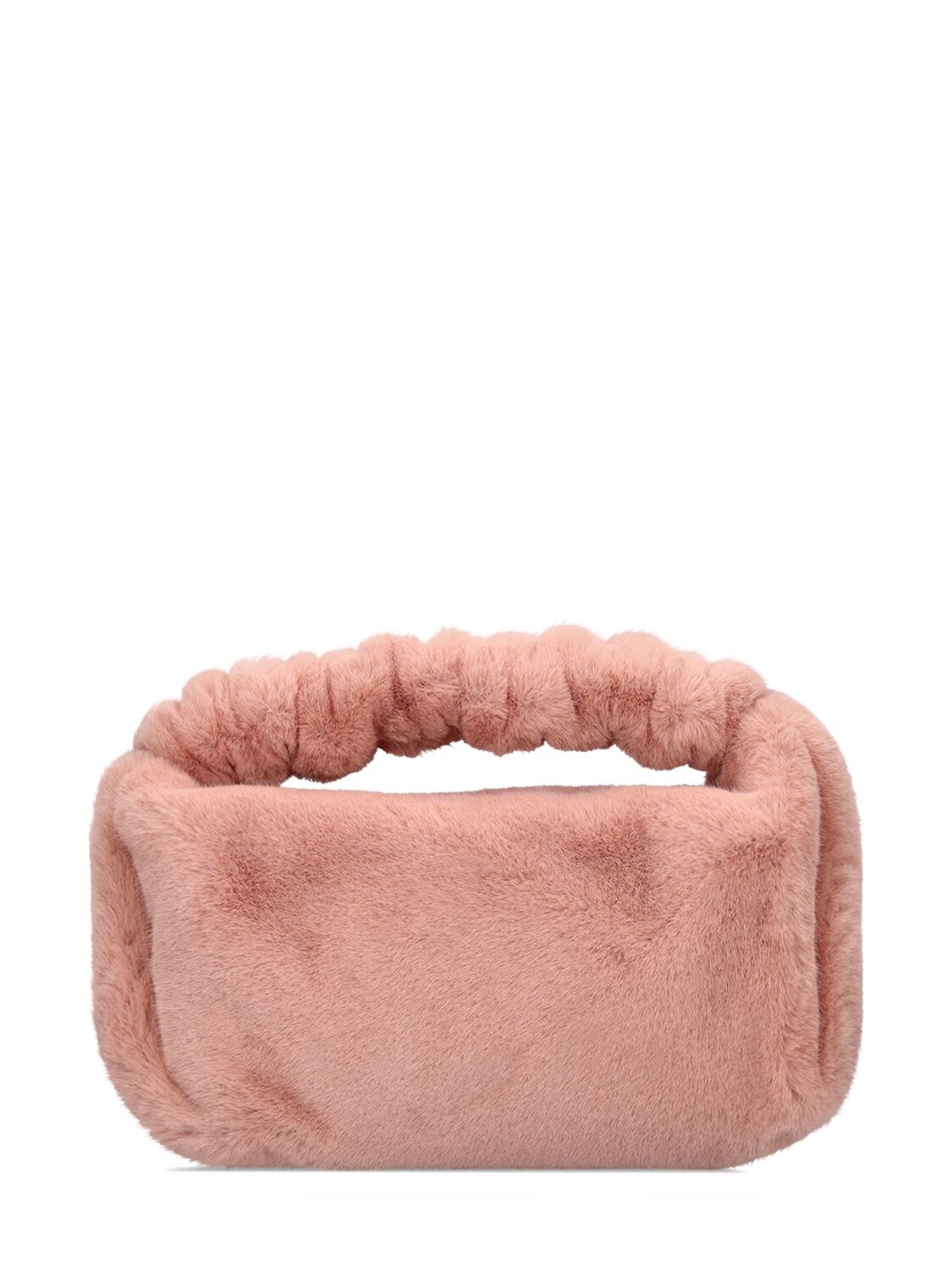 Small Scrunchie Faux Fur Top Handle Bag