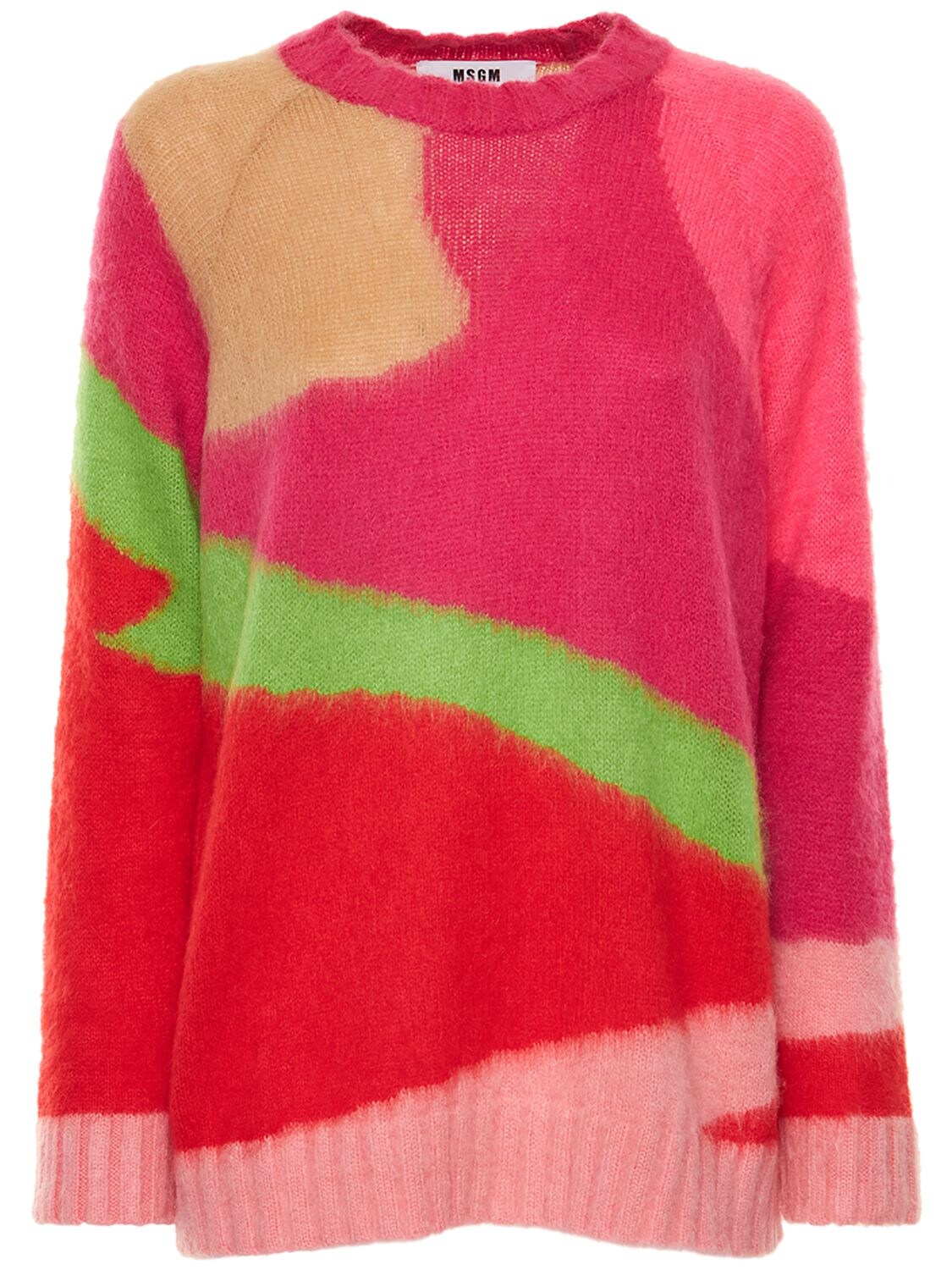 MSGM INTARSIA MOHAIR BLEND KNIT SWEATER
