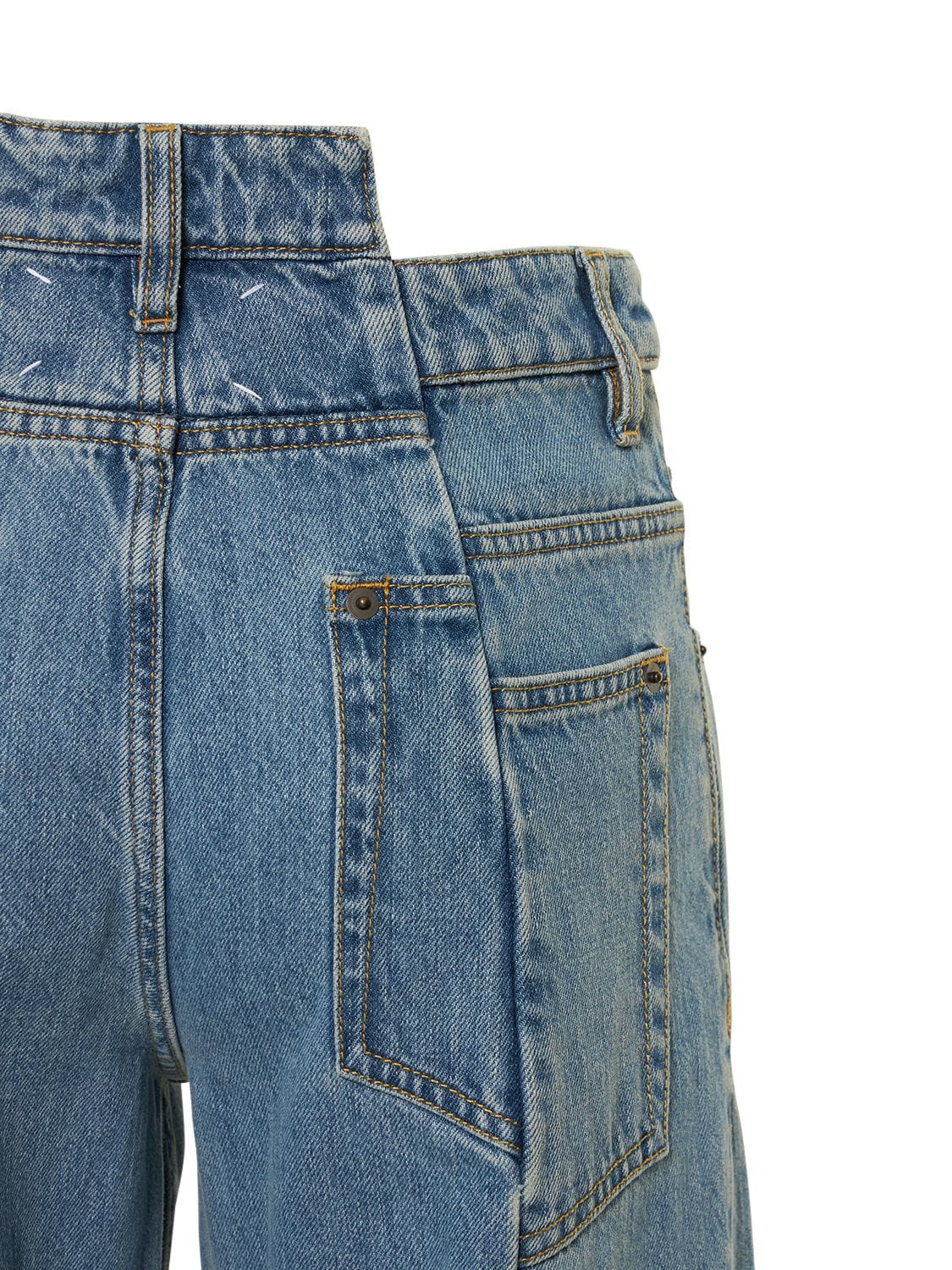 Shop Maison Margiela Asymmetric Wide Leg Cotton Denim Jeans
