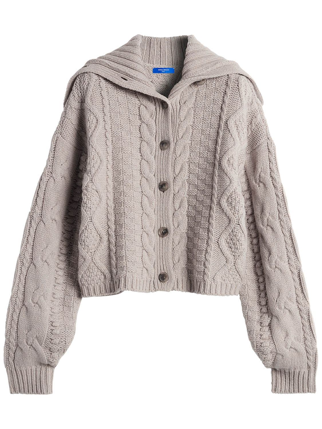 Wool Knit Cable Crop Cardigan