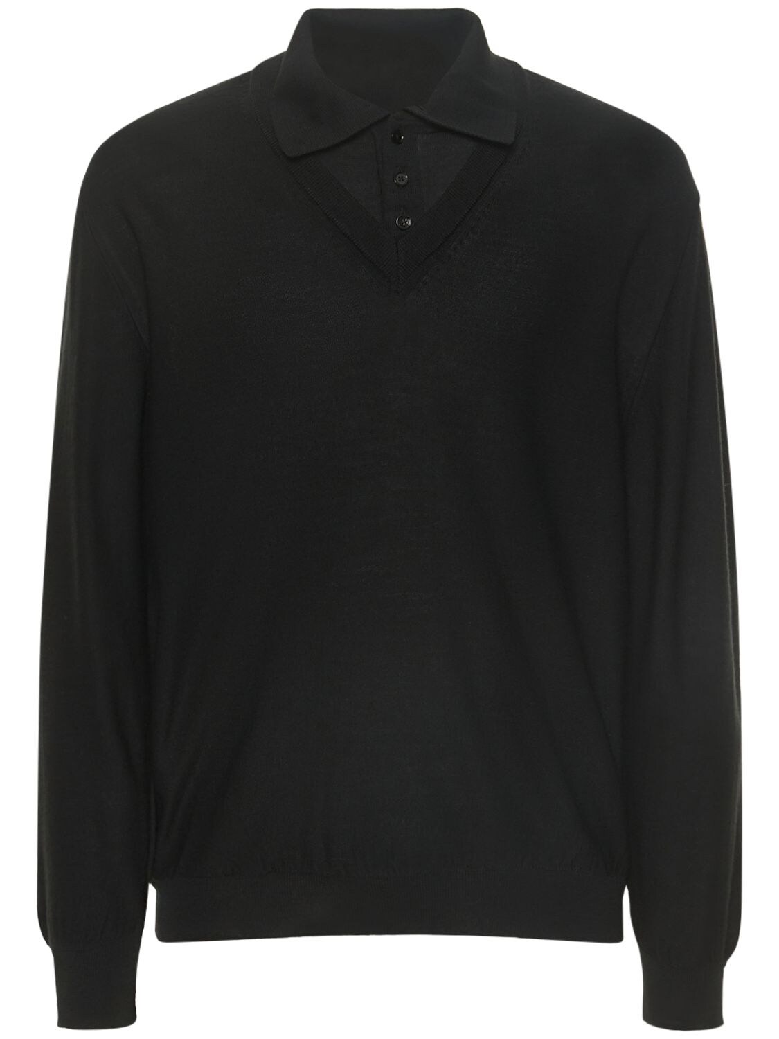 LEMAIRE Wool Knit V Neck Polo Sweater