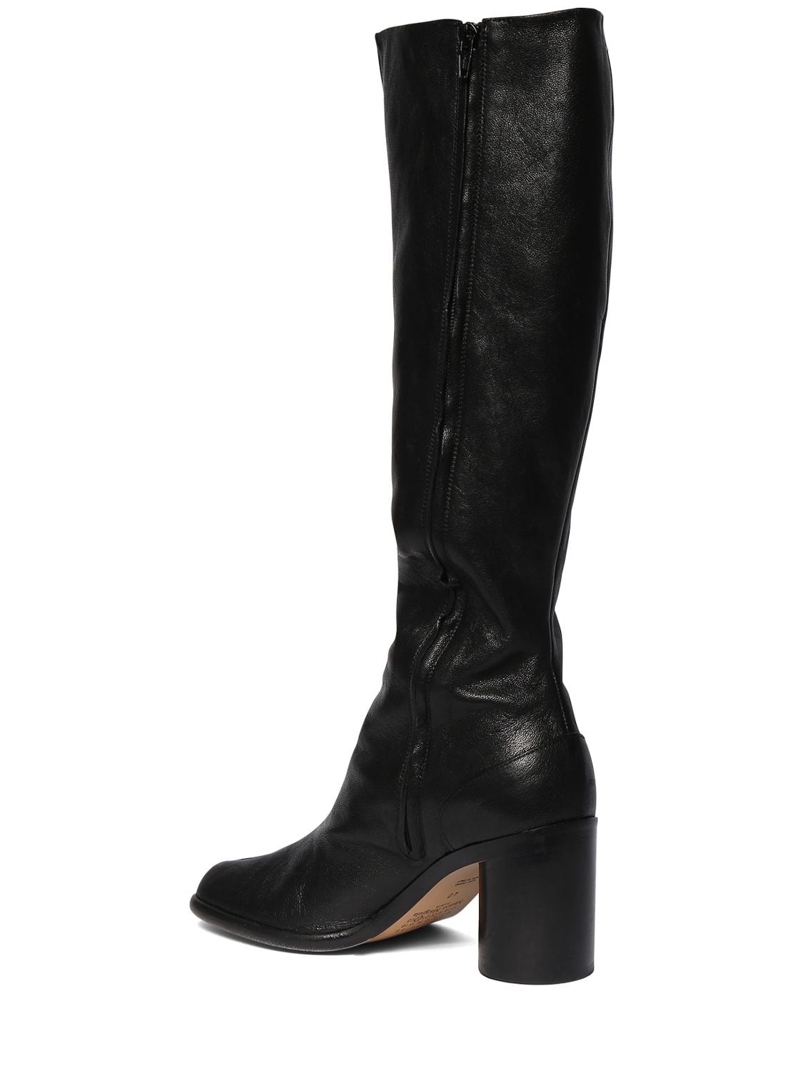 Shop Maison Margiela 80mm Tabi Vintage Leather Tall Boots In Black