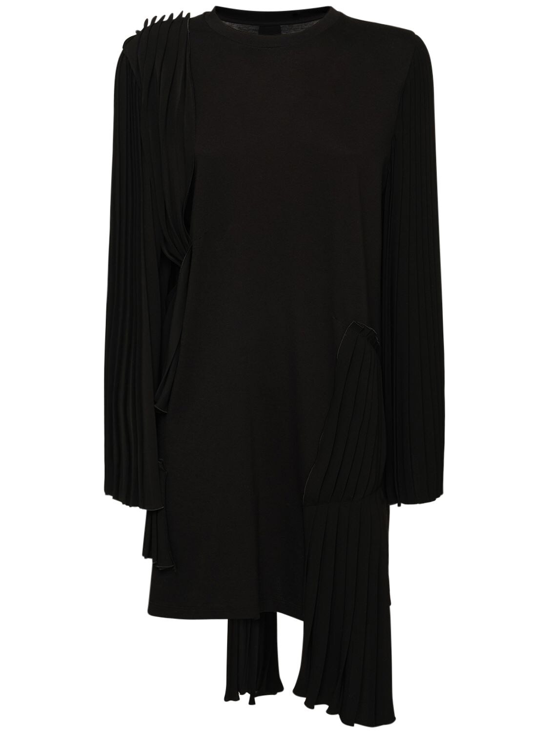 MM6 MAISON MARGIELA ASYMMETRIC PLEATED COTTON MINI DRESS