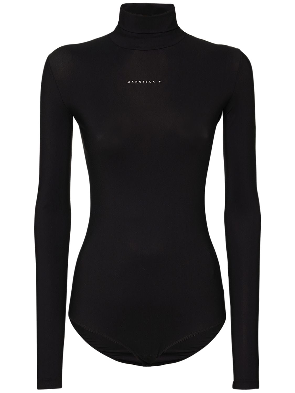 Mm6 Maison Margiela Logo Stretch Jersey Bodysuit In Black | ModeSens
